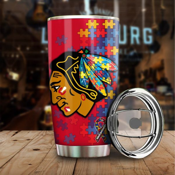 Chicago BlackHawks Autism Awareness Tumbler