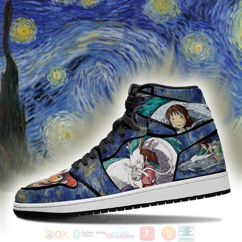 Chihiro Haku Starry Night Style Spirited Away Anime Air Jordan High Top Sneaker Shoes 3 Chihiro Haku Starry Night Style Spirited Away Anime Air Jordan High Top Shoes 1 2