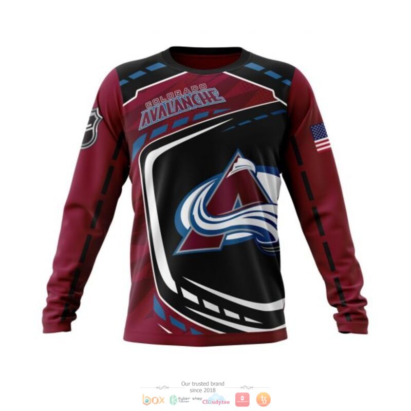 Colorado Avalanche NHL black dark red full print 3D shirt, hoodie 6 Colorado Avalanche NHL black dark red 3D shirt hoodie 1 2 3 4 5