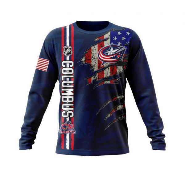 Columbus Blue Jackets Personalized NHL With American Flag 3d shirt hoodie 1 2 3