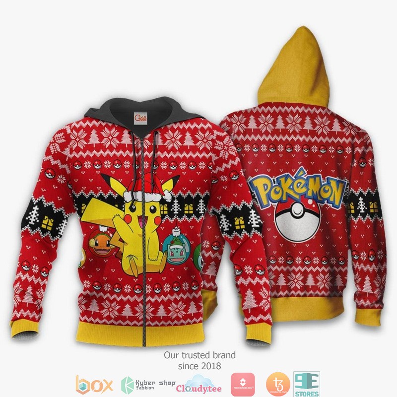 Cute Pikachu Pokemon Anime Xmas 3d shirt hoodie 1