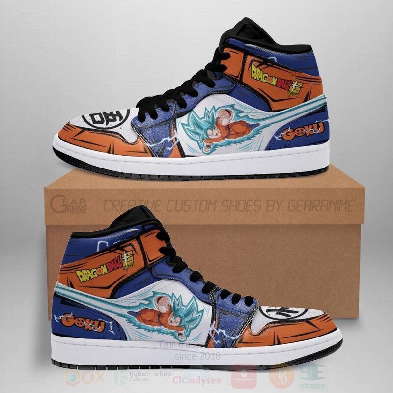 DBS Goku Blue Custom Anime Dragon Ball Air Jordan High Top Shoes 1
