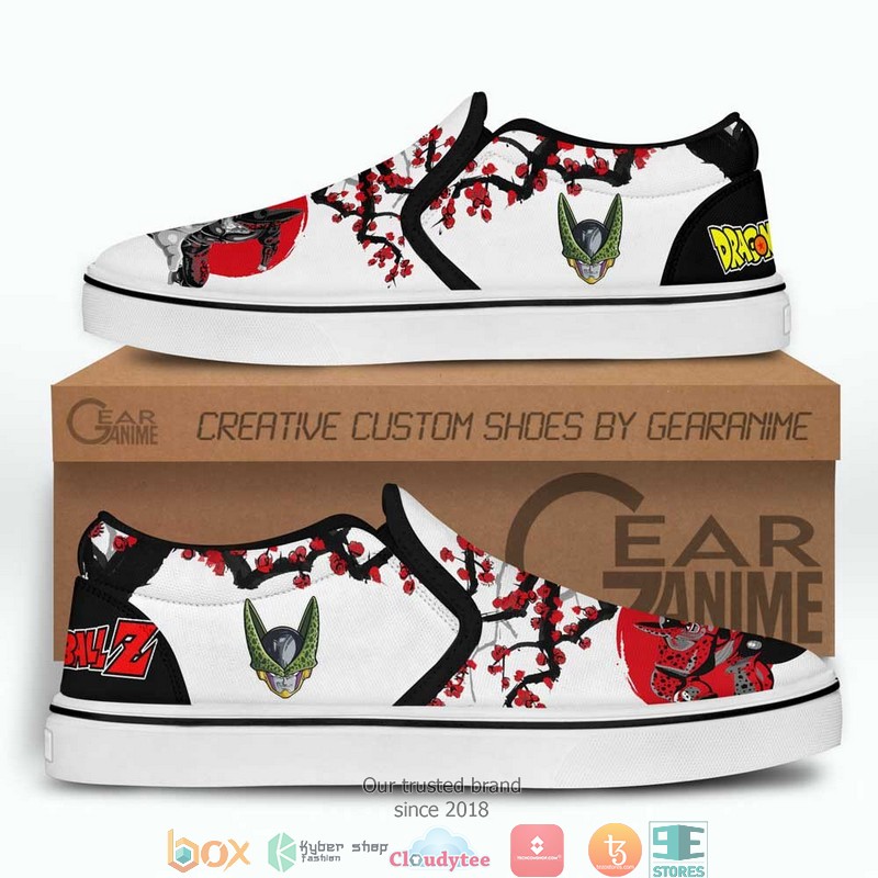 DBZ Cell Anime Dragon Ball Slip On Sneakers Shoes 3 DBZ Cell Anime Dragon Ball Slip On Sneakers Shoes 1 2
