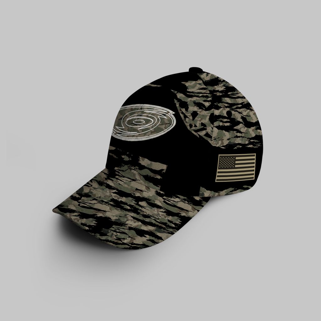 Carolina Hurricanes Camo Cap hat 3 DIY NHLVETERANTHurricanes220124 left