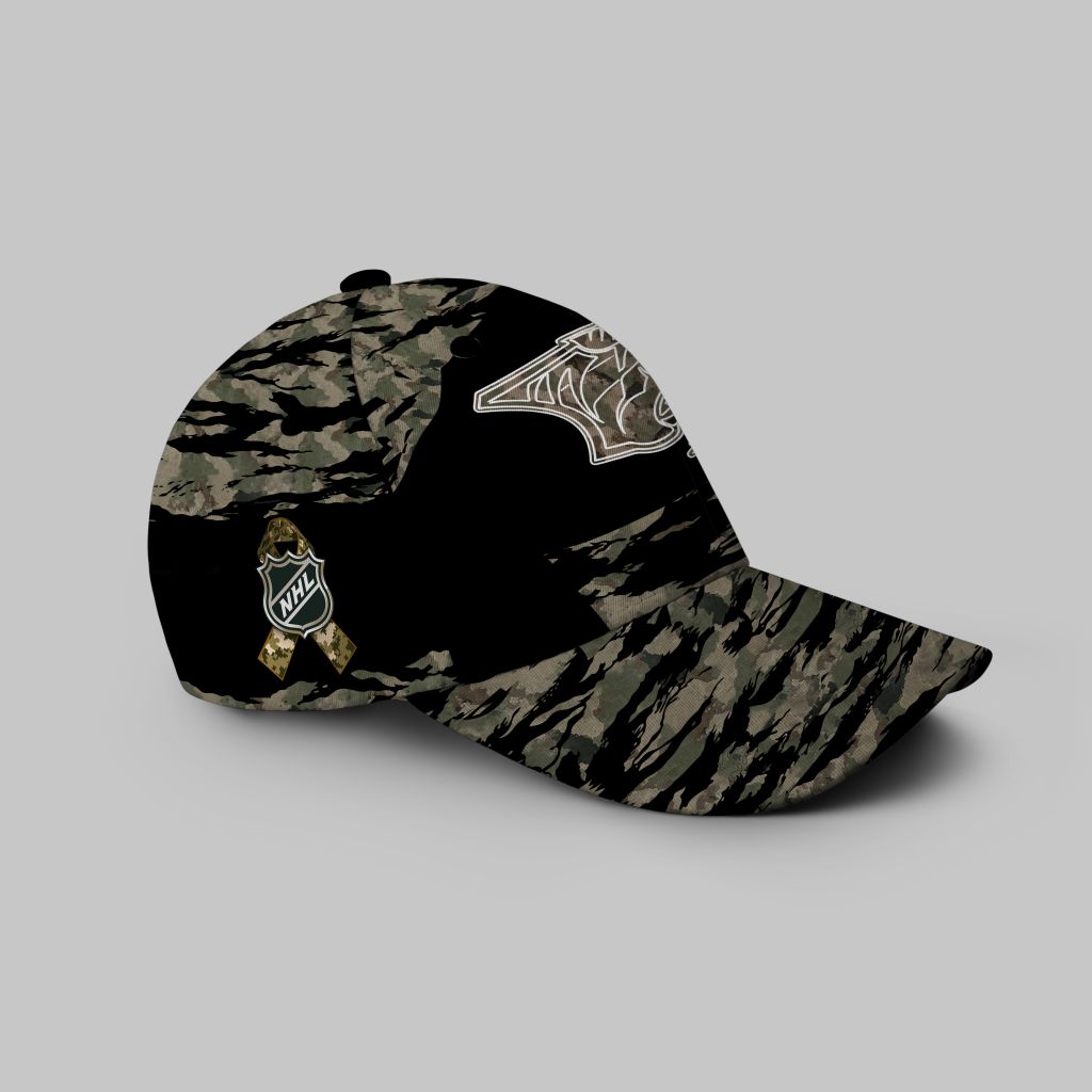 Nashville Predators Camo Cap hat 2 DIY NHLVETERANTPredators220124 right