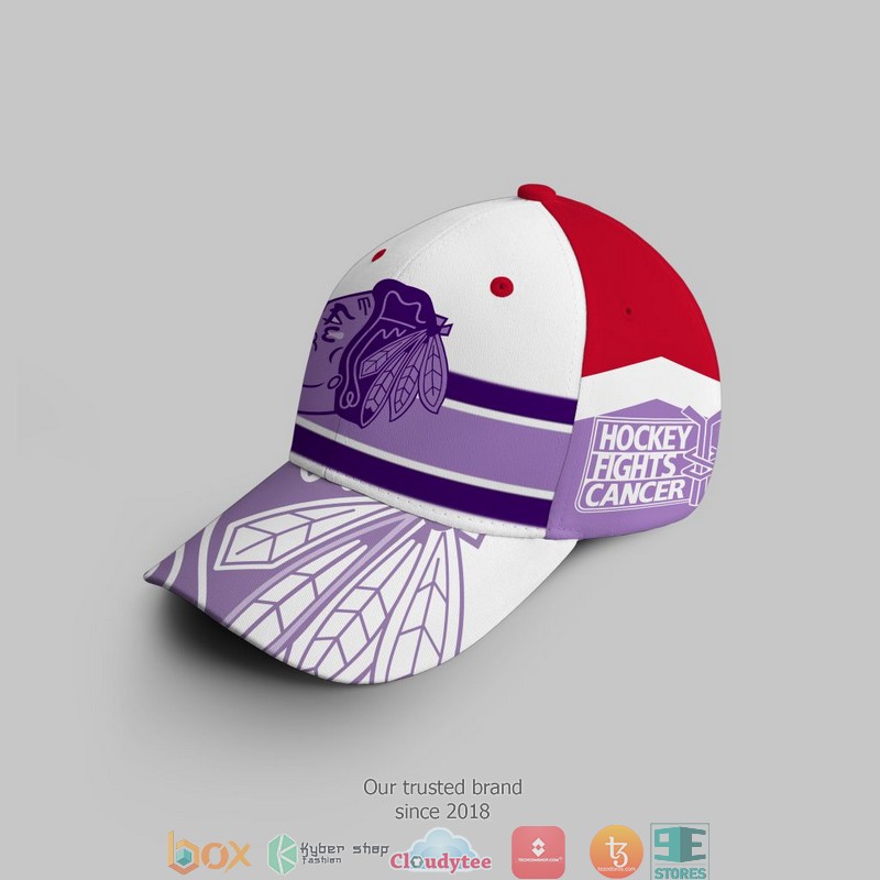 NHL Chicago BlackHawks Fights Cancer Cap 3 NHL Chicago BlackHawks Fights Cancer Cap 1 2