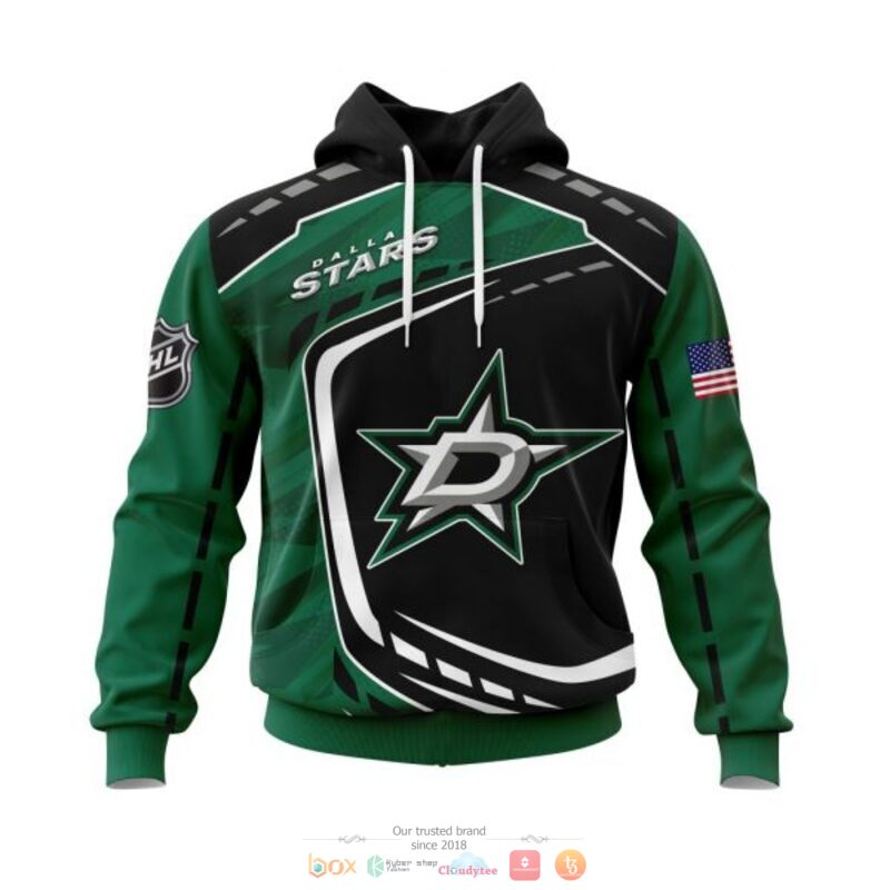 Dallas Stars NHL black green full print 3D shirt, hoodie 1 Dallas Stars NHL black green 3D shirt hoodie