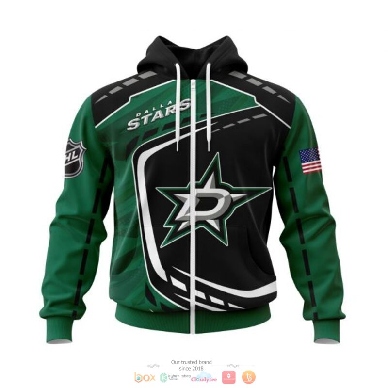 Dallas Stars NHL black green full print 3D shirt, hoodie 2 Dallas Stars NHL black green 3D shirt hoodie 1