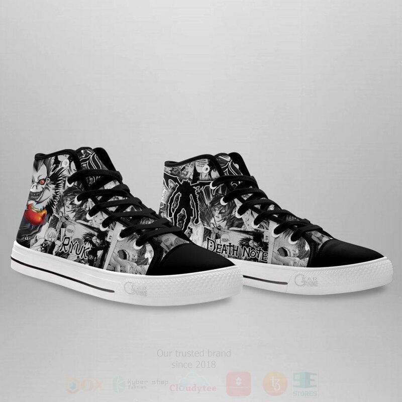 BEST Death Note Ryuk Custom Manga Anime High Top Canvas Sneakers 4 Death Note Ryuk Custom Manga Anime High Top Shoes 1 2 3
