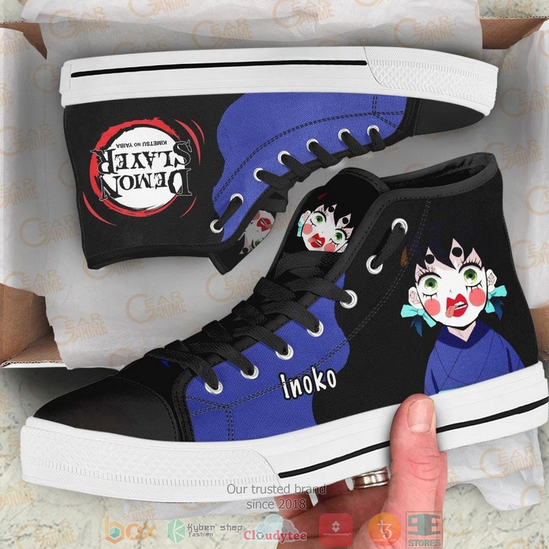 Demon Slayer Inosuke Inoko Funny High Top Canvas Shoes 2 Demon Slayer Inosuke Inoko Funny High Top Canvas Shoes 1