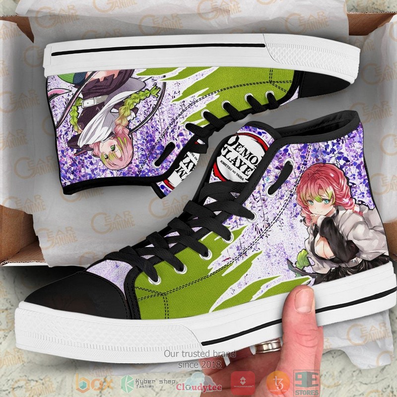 Demon Slayer Mitsuri Kanroji Wisteria Style High Top Canvas Shoes 2 Demon Slayer Mitsuri Kanroji Wisteria Style High Top Canvas Shoes 1