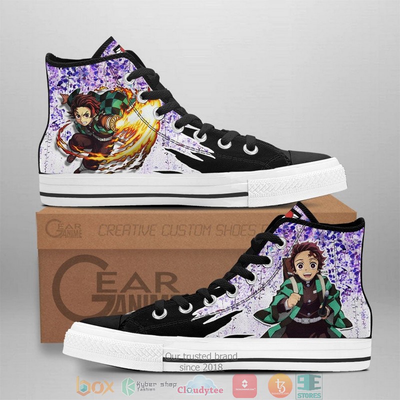 Demon Slayer Tanjiro Kamado Wisteria Style High Top Canvas Shoes