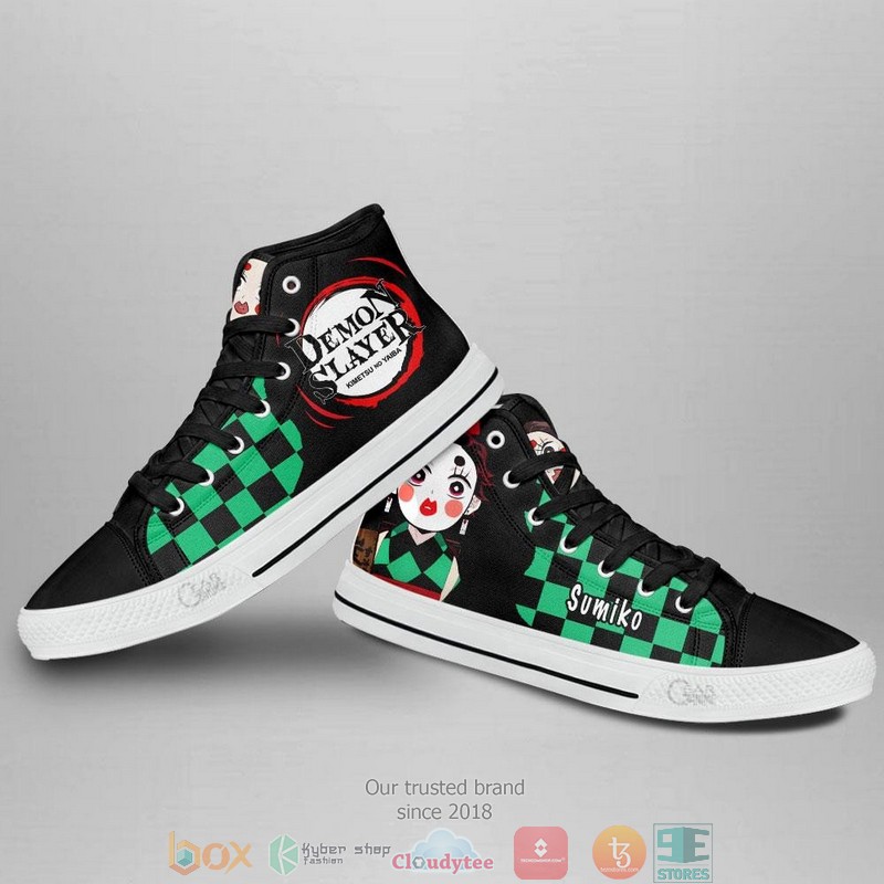Demon Slayer Tanjiro Sumiko Funny High Top Canvas Shoes 3 Demon Slayer Tanjiro Sumiko Funny High Top Canvas Shoes 1 2