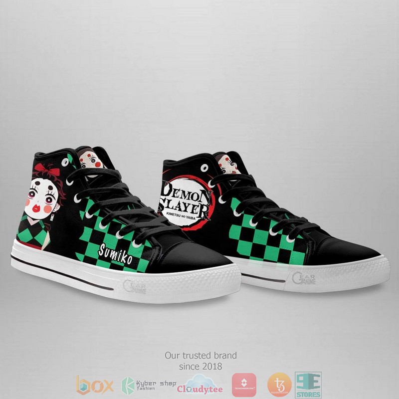 Demon Slayer Tanjiro Sumiko Funny High Top Canvas Shoes 4 Demon Slayer Tanjiro Sumiko Funny High Top Canvas Shoes 1 2 3