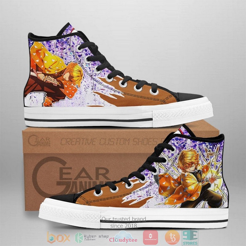 Demon Slayer Zenitsu Agatsuma Wisteria Style High Top Canvas Shoes