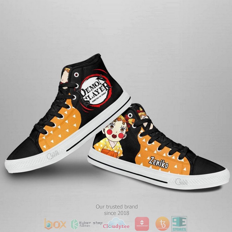 Demon Slayer Zenitsu Zeniko Funny High Top Canvas Shoes 3 Demon Slayer Zenitsu Zeniko Funny High Top Canvas Shoes 1 2
