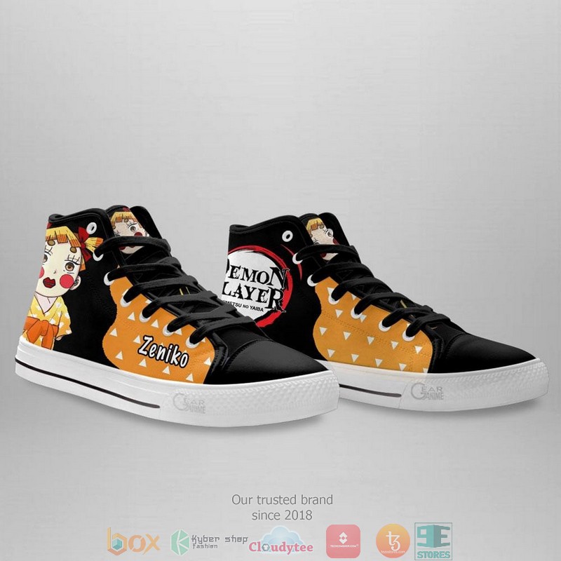Demon Slayer Zenitsu Zeniko Funny High Top Canvas Shoes 4 Demon Slayer Zenitsu Zeniko Funny High Top Canvas Shoes 1 2 3