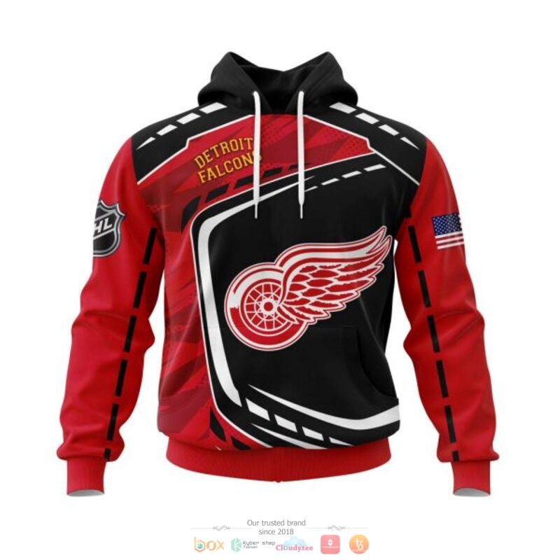 Detroit Red Wings NHL black red full print 3D shirt, hoodie 18 Detroit Red Wings NHL black red 3D shirt hoodie