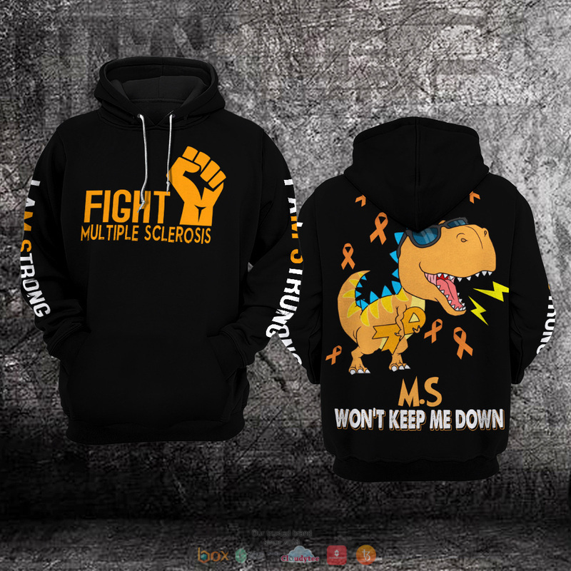Dinosaurs Fight Multiple Sclerosis Awareness full print 3D hoodie 2 Dinosaurs Fight Multiple Sclerosis Awareness 3D hoodie