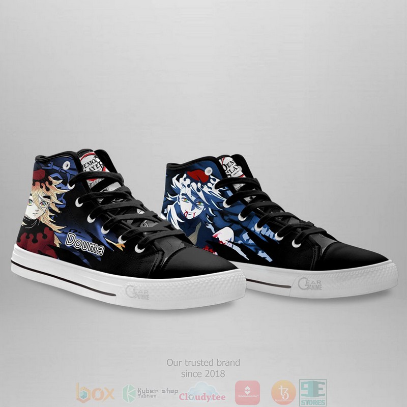 Douma Demon Slayer Anime Canvas High Top Sneaker Shoes 3 Douma Demon Slayer Anime Canvas High Top Shoes 1 2