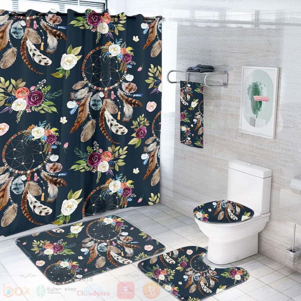Dream Catchers And Flowers Leather Bathroom Set