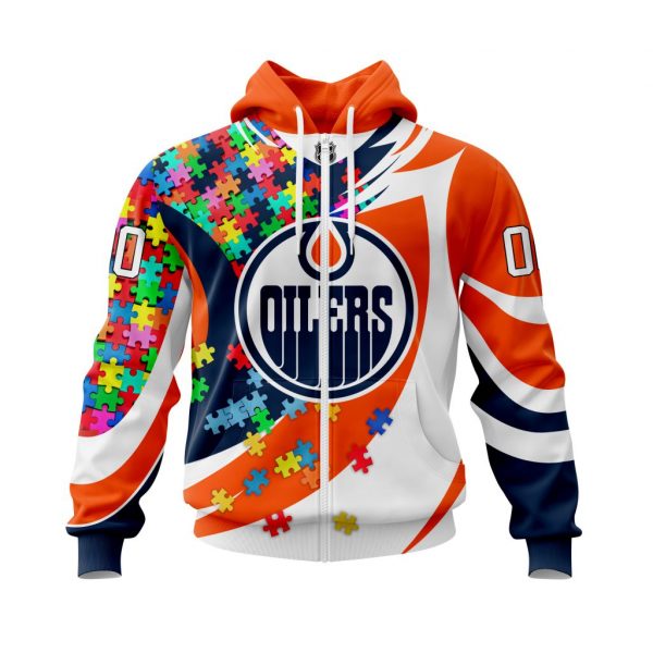 Edmonton Oilers Autism Awareness Personalized Orange NHL 3d shirt, hoodie 2 Edmonton Oilers Autism Awareness Personalized Orange NHL 3d shirt hoodie 1