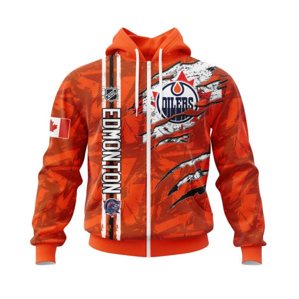 Edmonton Oilers Personalized NHL With Canada Flag 3d shirt, hoodie 2 Edmonton Oilers Personalized NHL With Canada Flag 3d shirt hoodie 1