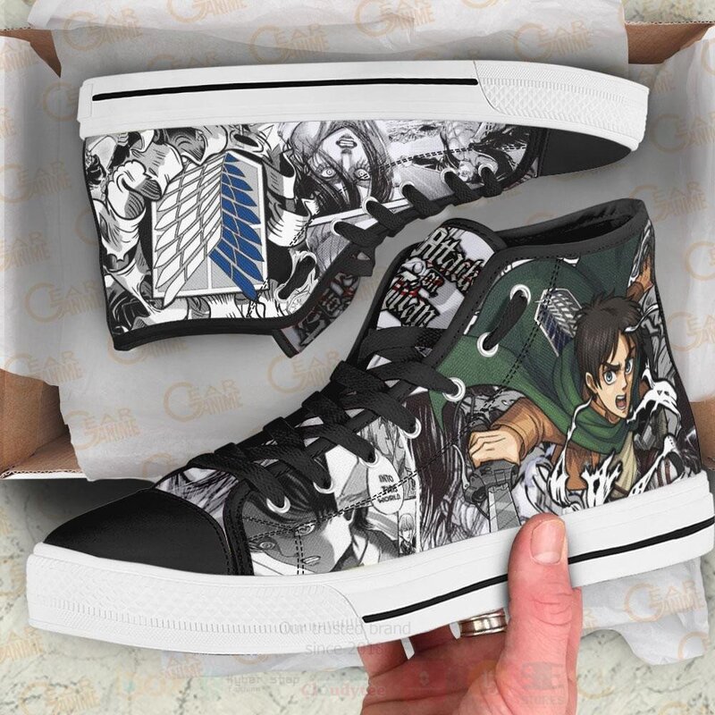 Eren Fighting Custom Anime Attack On Titan High Top Shoes 1