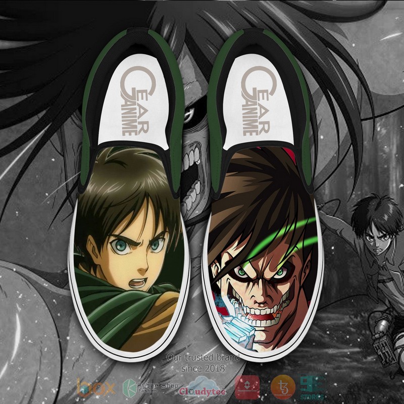 Eren Yeager Anime Attack On Tian Slip On Shoes