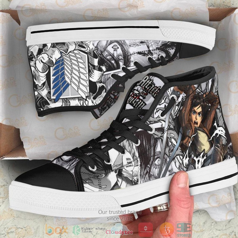 Eren Yeager Attack On Titan High Top Canvas Shoes 1