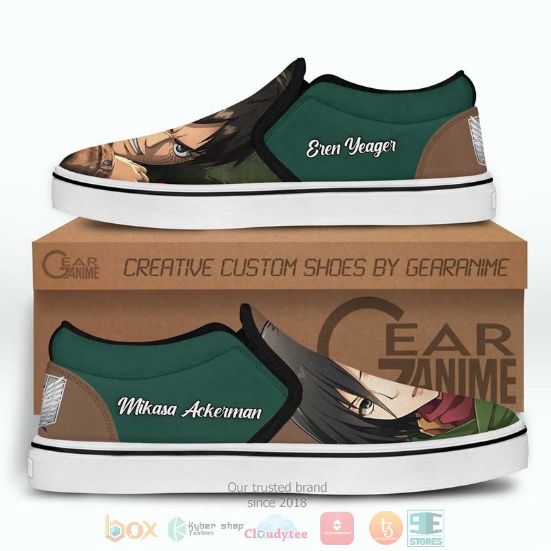 Eren and Mikasa Anime Attack On Titan Slip On Shoes 1