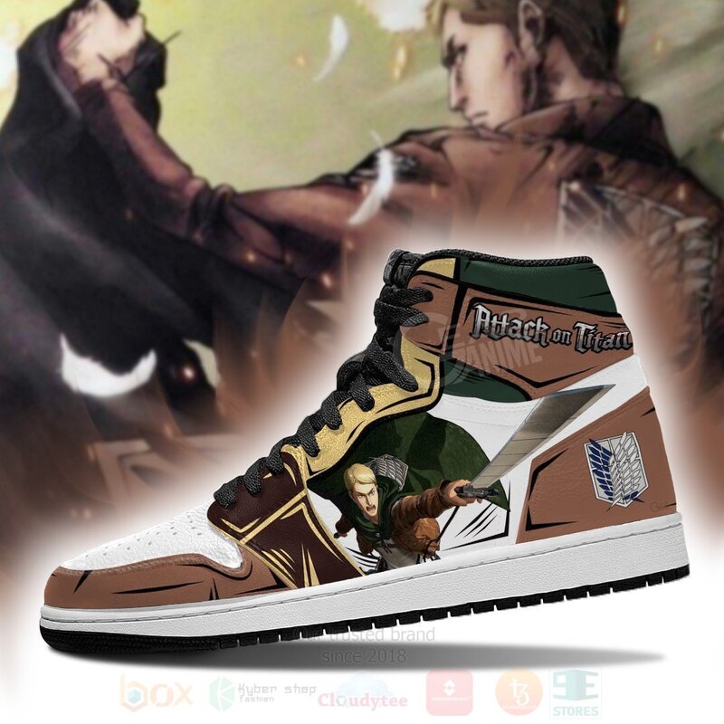 Erwin Smith Attack On Titan Anime Air Jordan High Top Shoes 1 2