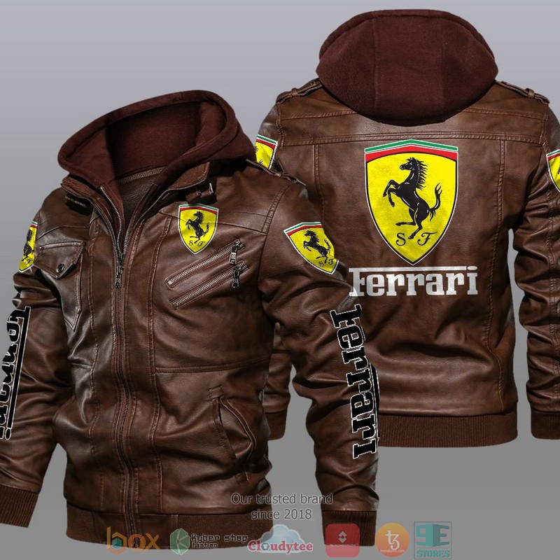 Ferrari Car brand Leather Jacket 2 Ferrari Car brand Leather Jacket 1