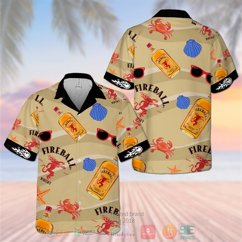 Fireball Cinnamon Whisky khaki Hawaiian Shirt