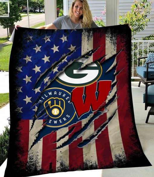 NFL Green Bay Packers Wisconsin Badgers Milwaukee Brewers Blanket 3 Fleece Blanket 6 copy 5 510x585 1
