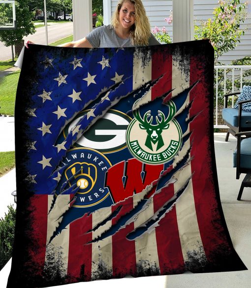 NFL Green Bay Packers Wisconsin Badgers Milwaukee Brewers Milwaukee Bucks Blanket 3 Fleece Blanket 6 copy 6 510x585 1