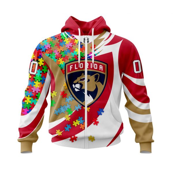 Florida Panthers Autism Awareness Personalized Red NHL 3d shirt, hoodie 2 Florida Panthers Autism Awareness Personalized Red NHL 3d shirt hoodie 1