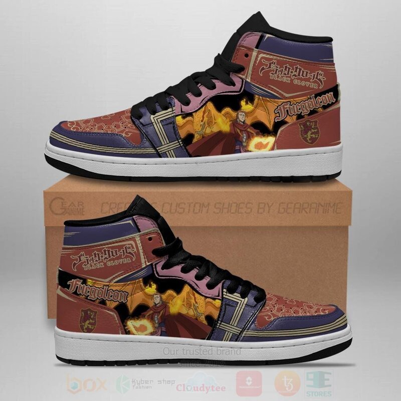 Fuegoleon Vermillion Black Clover Anime Air Jordan High Top Shoes 1
