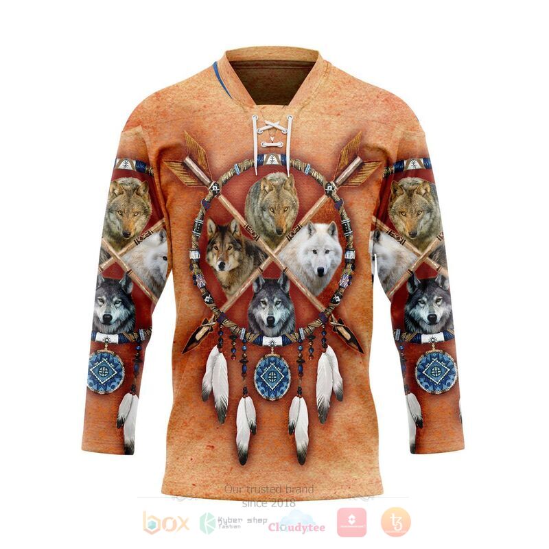 Gearhuman Native American Wolves Dreamcatcher Hockey Jersey 8 Gearhuman Native American Wolves Dreamcatcher Hockey Jersey