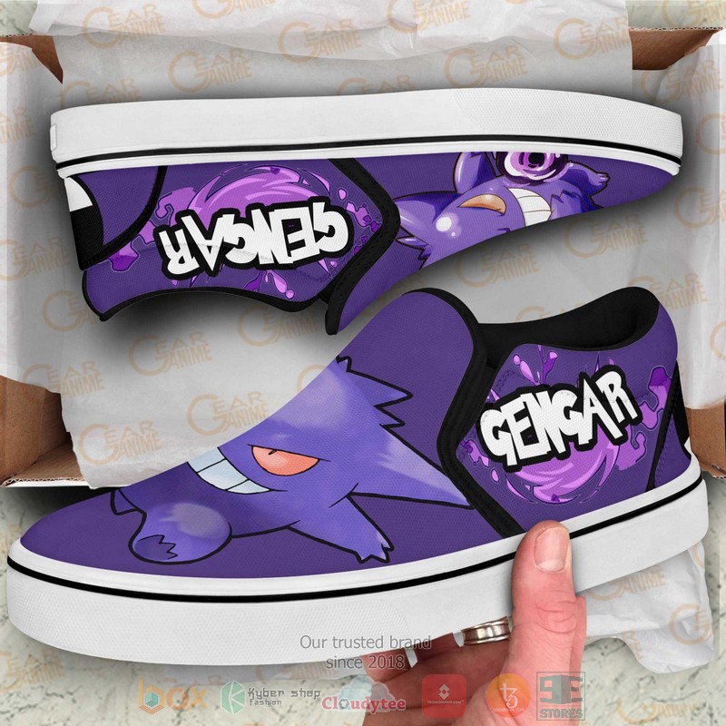 Gengar Pokemon Anime Slip-On Sneaker Shoes 3 Gengar Pokemon Anime Slip On Shoes 1 2