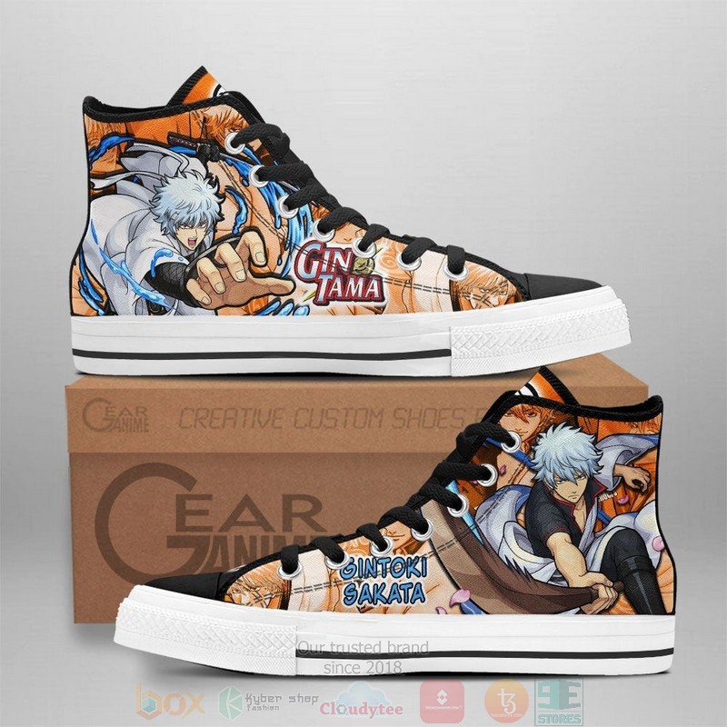Gintoki Sakata Gintama Anime Canvas High Top Shoes