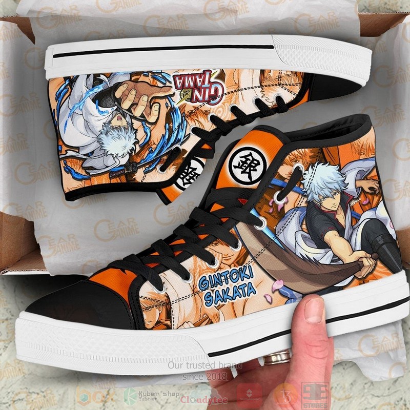 Gintoki Sakata Gintama Anime Canvas High Top Shoes 1