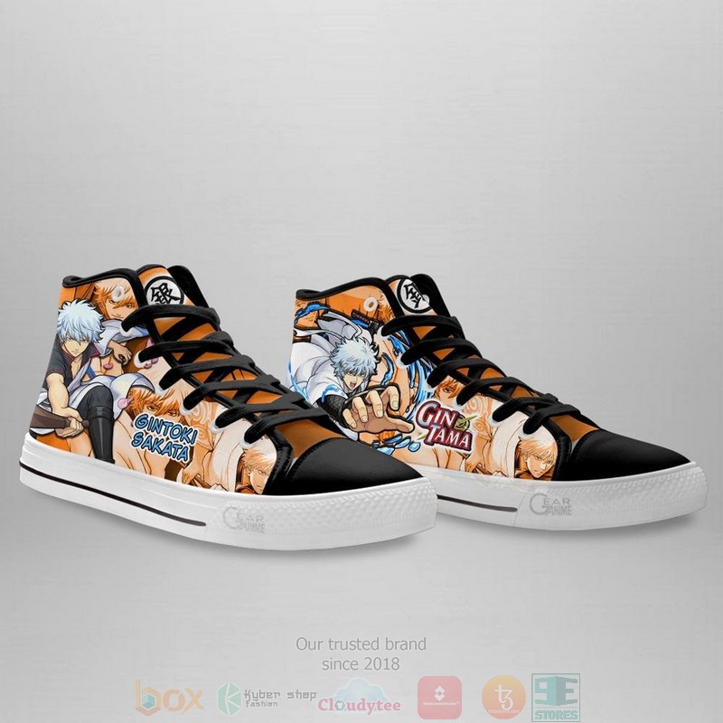 Gintoki Sakata Gintama Anime Canvas High Top Sneaker Shoes 3 Gintoki Sakata Gintama Anime Canvas High Top Shoes 1 2