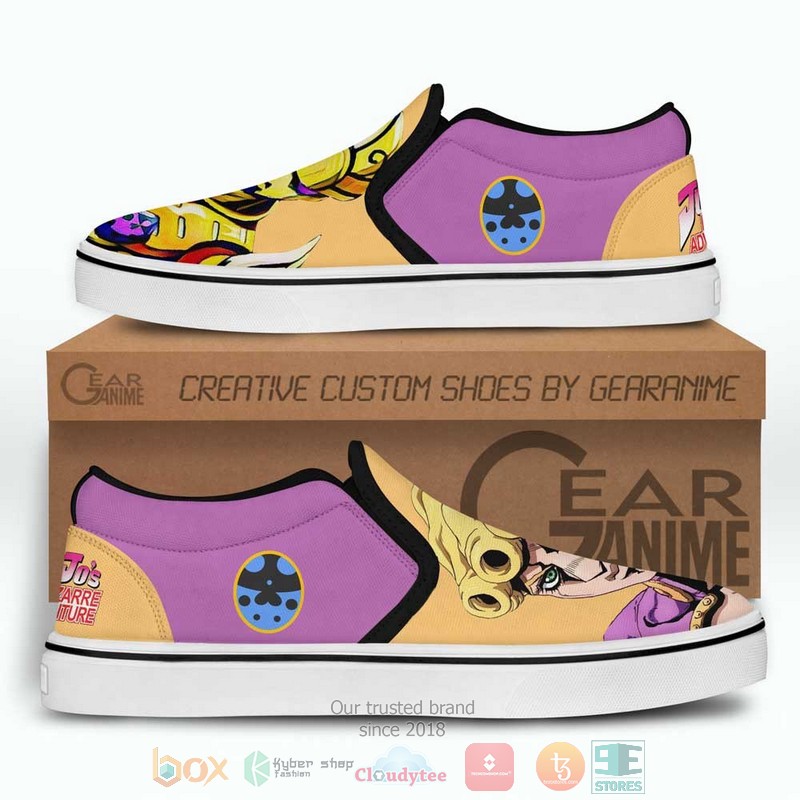 Giorno Giovanna Anime JoJo's Bizarre Adventure Slip-On Sneaker Shoes 4 Giorno Giovanna Anime JoJos Bizarre Adventure Slip On Shoes 1 2 3