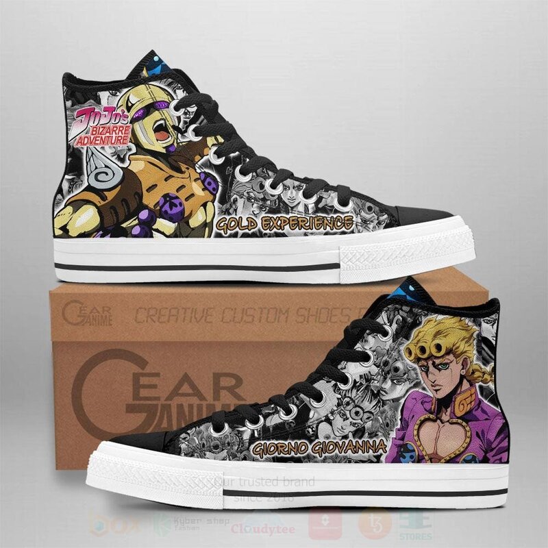 Giorno Giovanna Custom Manga Anime Jojos Birraze Adventure High Top Shoes