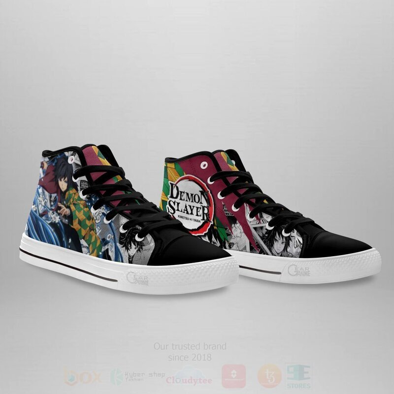 BEST Giyuu Custom Anime Demon Slayer High Top Canvas Sneakers 3 Giyuu Custom Anime Demon Slayer High Top Shoes 1 2