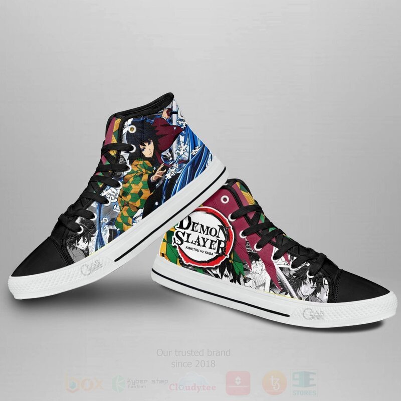 BEST Giyuu Custom Anime Demon Slayer High Top Canvas Sneakers 4 Giyuu Custom Anime Demon Slayer High Top Shoes 1 2 3