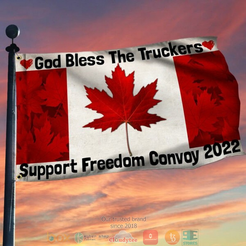 God Bless The Truckers Support Freedom Convoy 2022 Canada Flag