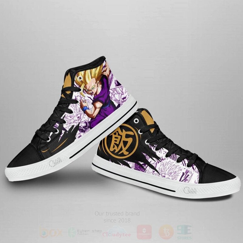 BEST Gohan Saiyan Custom Manga Anime Dragon Ball High Top Canvas Sneakers 3 Gohan Saiyan Custom Manga Anime Dragon Ball High Top Shoes 1 2