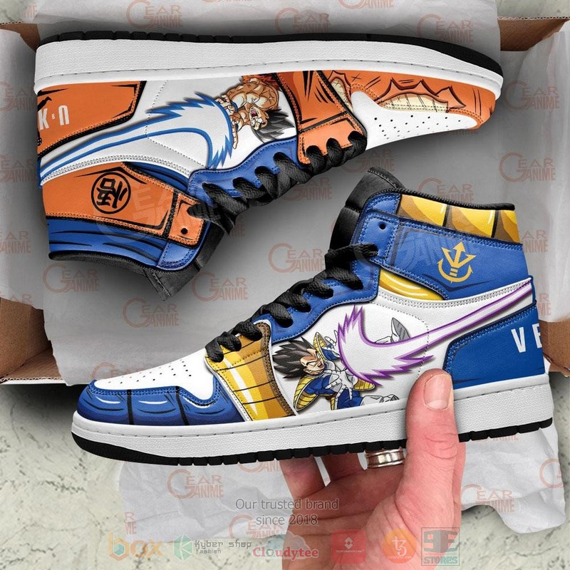 Goku And Vegeta Ki Blast Anime Dragon Ball Air Jordan high top shoes 1
